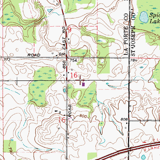 Topographic Map of Davidson Lake, IN