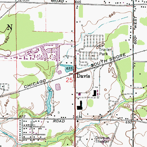 Topographic Map of Davis, IN