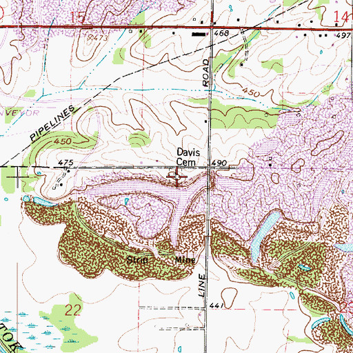 Topographic Map of Davis Cemetery, IN