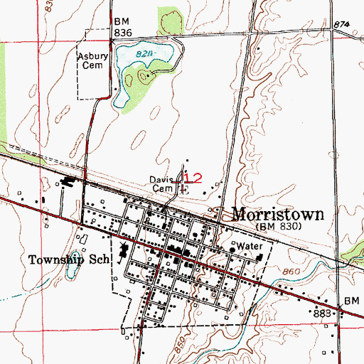 Topographic Map of Davis Cemetery, IN