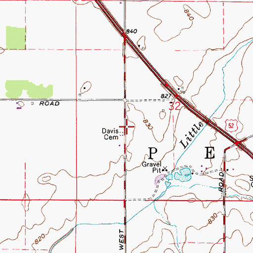 Topographic Map of Davis Cemetery, IN