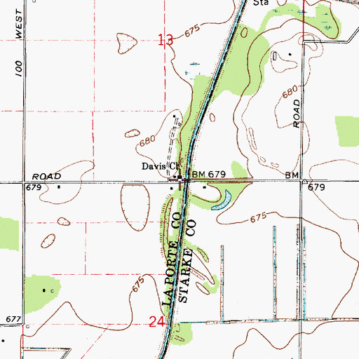 Topographic Map of Davis Church, IN