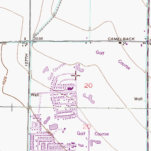 Topographic Map of Villa de Paz Golf Course, AZ