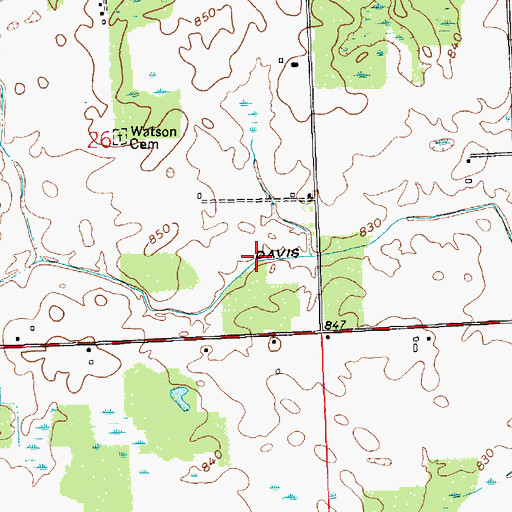 Topographic Map of Davis Ditch, IN