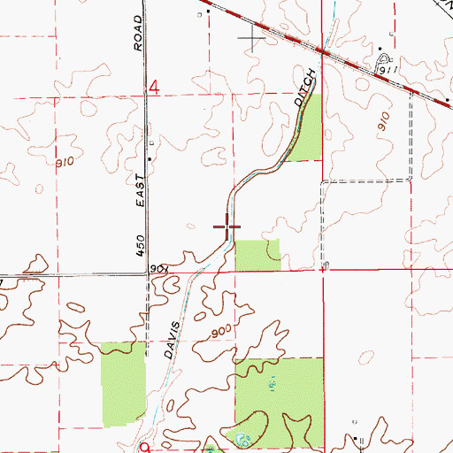 Topographic Map of Davis Ditch, IN