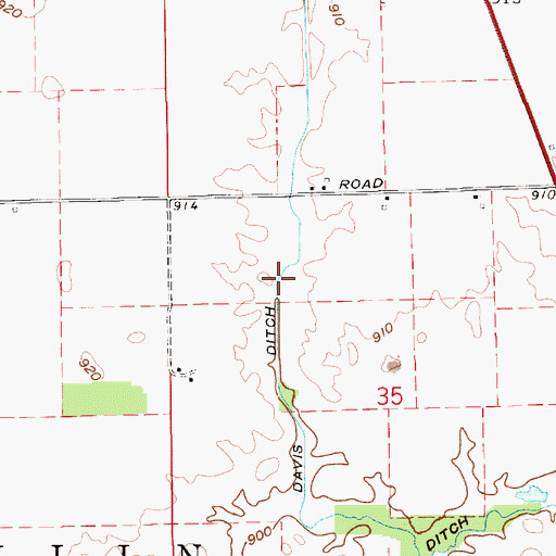 Topographic Map of Davis Ditch, IN