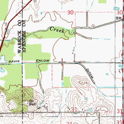 Topographic Map of Davis Enlow Ditch, IN