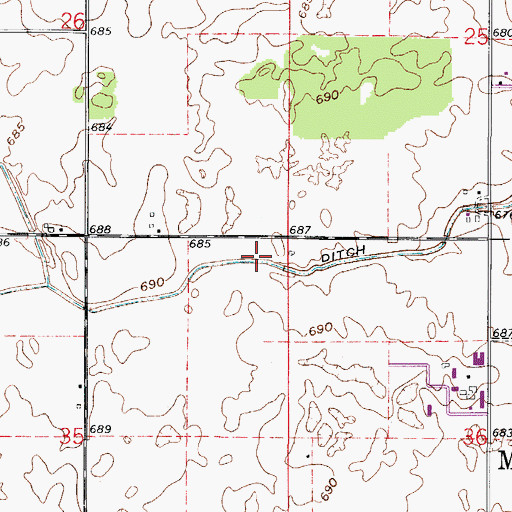 Topographic Map of Davison Ditch, IN