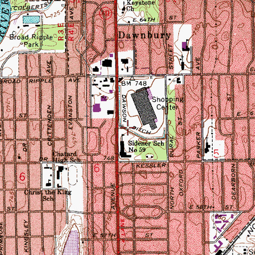 Topographic Map of Dawson Ditch, IN