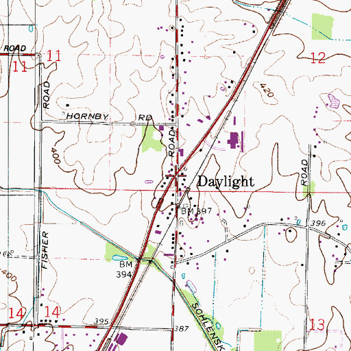 Topographic Map of Daylight, IN