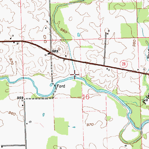 Topographic Map of Days Creek, IN
