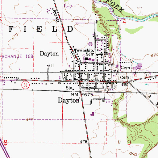Topographic Map of Dayton, IN