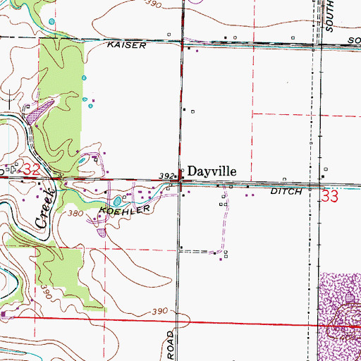 Topographic Map of Dayville, IN