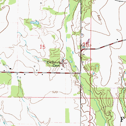Topographic Map of DeBaun Cemetery, IN