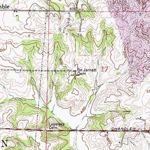 Topographic Map of DeJarnett Cemetery, IN