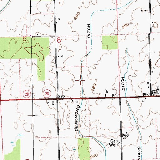 Topographic Map of De Armond Ditch, IN
