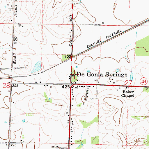 Topographic Map of De Gonia Springs, IN