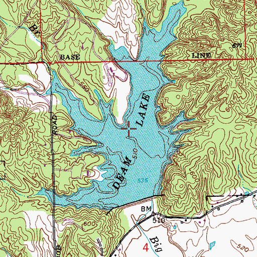 Topographic Map of Deam Lake, IN
