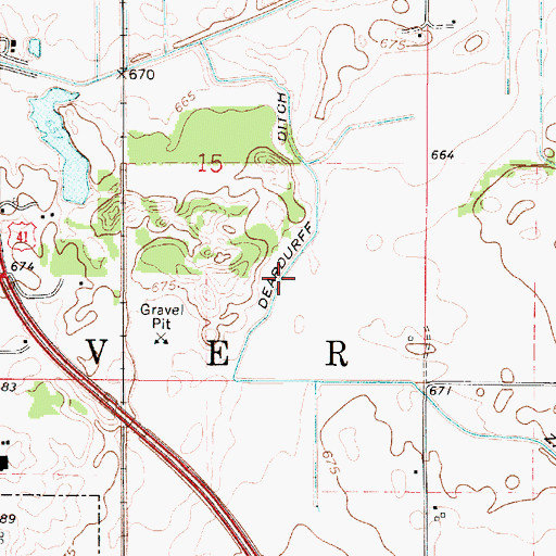 Topographic Map of Deardurff Ditch, IN