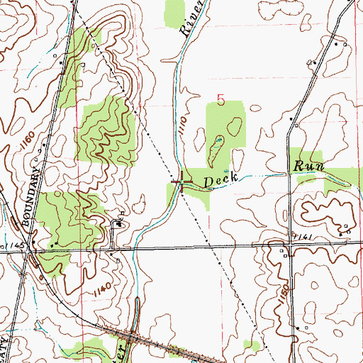 Topographic Map of Deck Run, IN