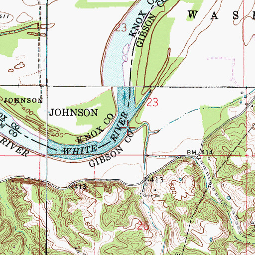 Topographic Map of Decker Branch, IN