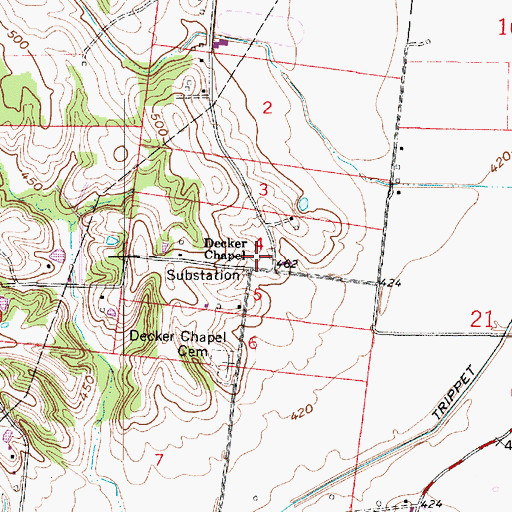 Topographic Map of Decker Chapel, IN