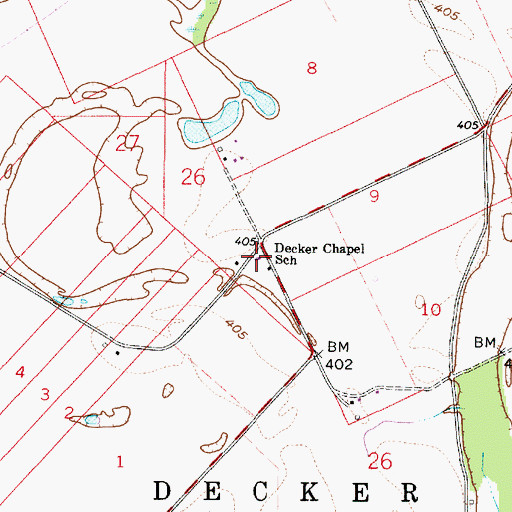 Topographic Map of Decker Elementary School, IN