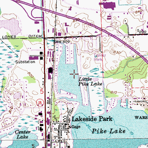 Topographic Map of Deeds Creek, IN