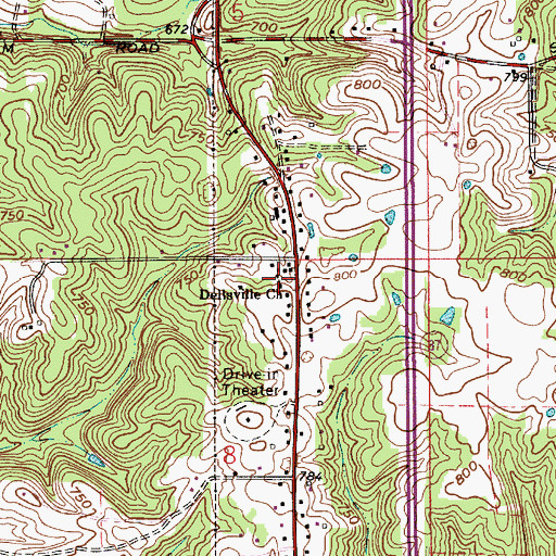 Topographic Map of Deelsville Church, IN