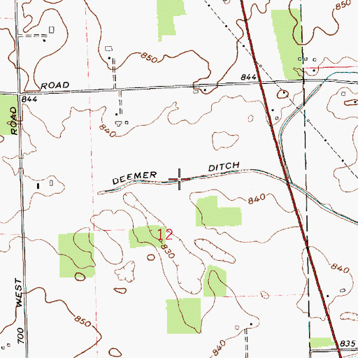 Topographic Map of Deemer Ditch, IN