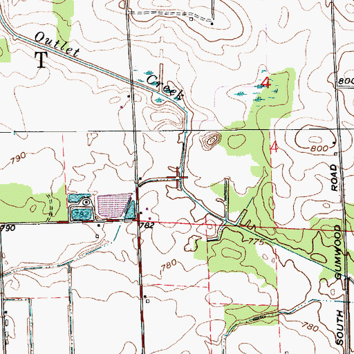 Topographic Map of Deep Creek, IN