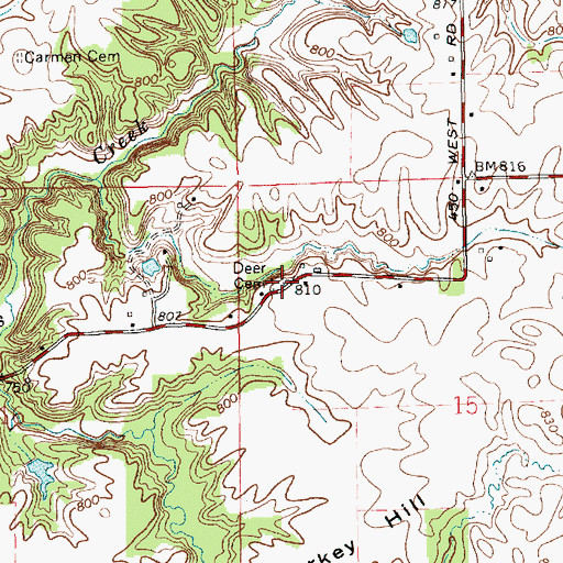 Topographic Map of Deer Cemetery, IN