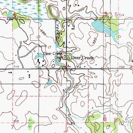 Topographic Map of Deer Creek, IN