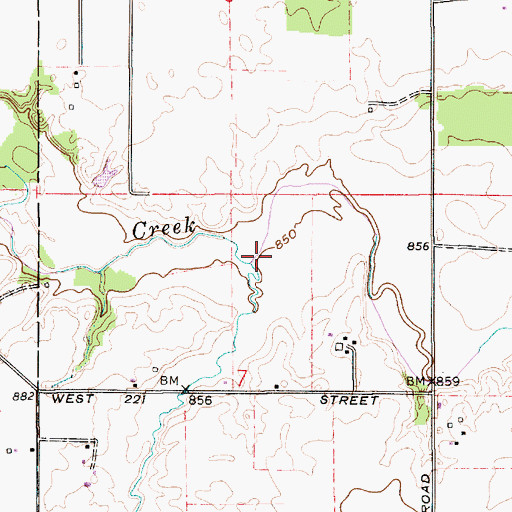 Topographic Map of Deer Creek, IN