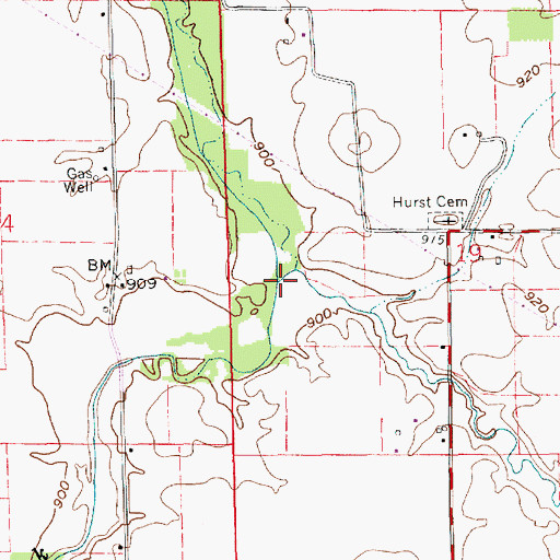 Topographic Map of Deer Creek, IN