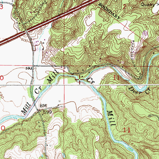 Topographic Map of Deer Creek, IN
