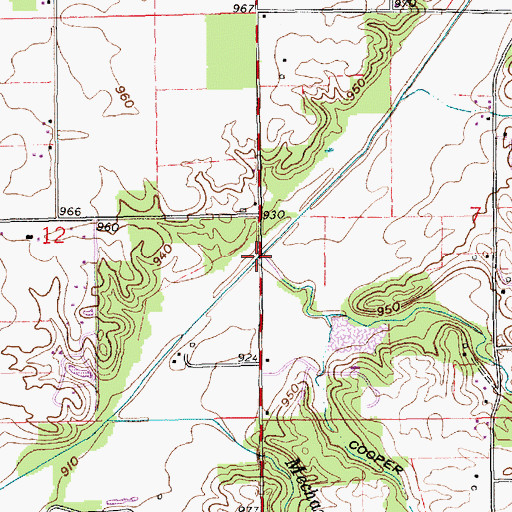 Topographic Map of Deer Creek, IN