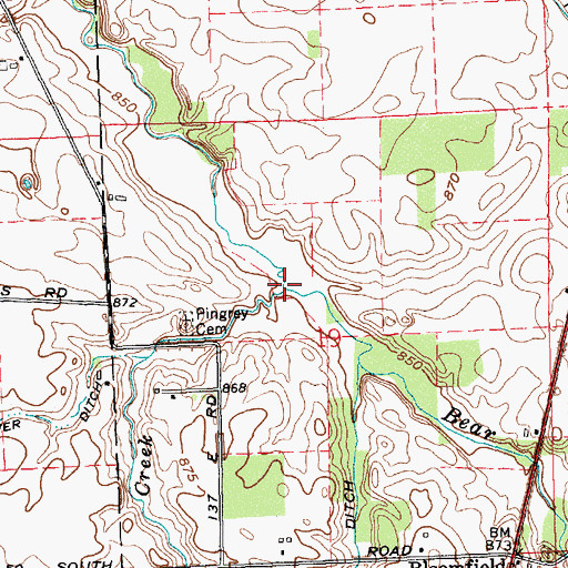 Topographic Map of Deer Creek, IN