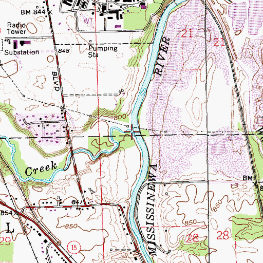 Topographic Map of Deer Creek, IN