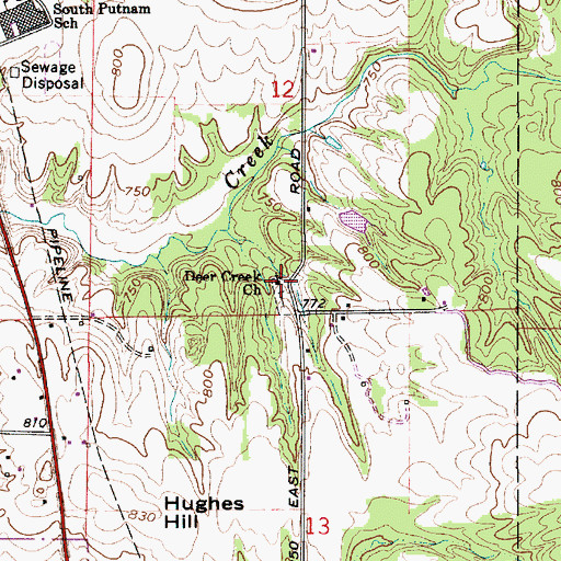 Topographic Map of Deer Creek Church, IN