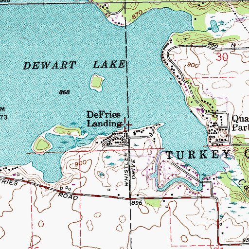 Topographic Map of DeFries Landing, IN