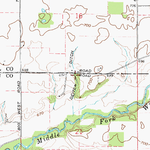 Topographic Map of Deiter Ditch, IN
