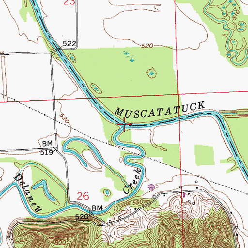 Topographic Map of Delaney Creek, IN