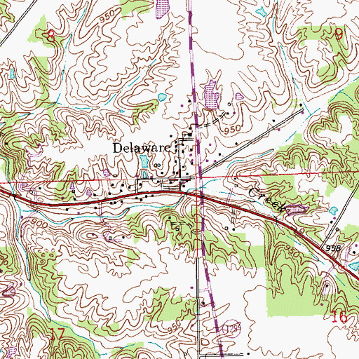 Topographic Map of Delaware, IN