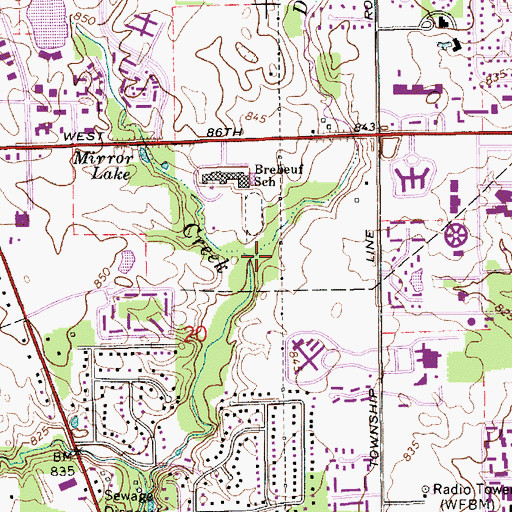 Topographic Map of Delaware Creek, IN