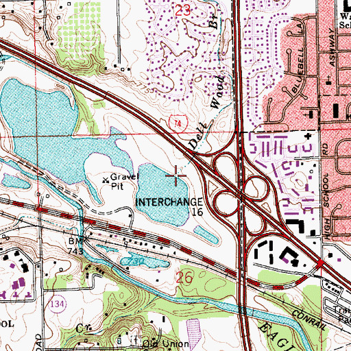 Topographic Map of Dell Wood Brook, IN
