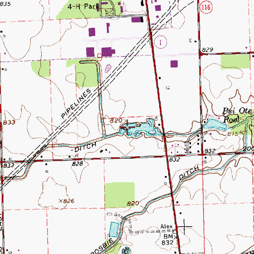 Topographic Map of Delong Ditch, IN