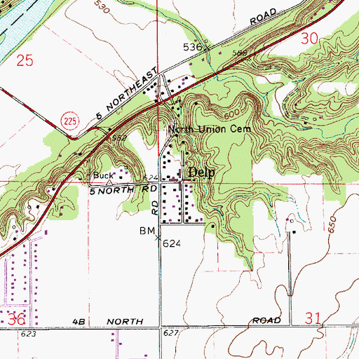 Topographic Map of Delp, IN
