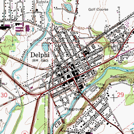 Topographic Map of Delphi, IN
