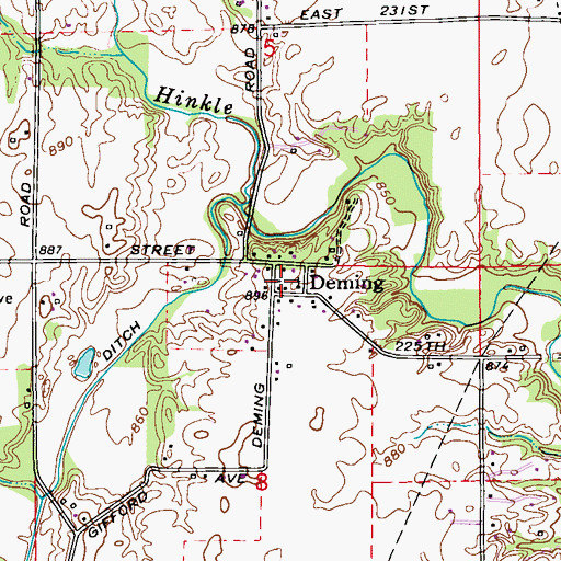 Topographic Map of Deming, IN